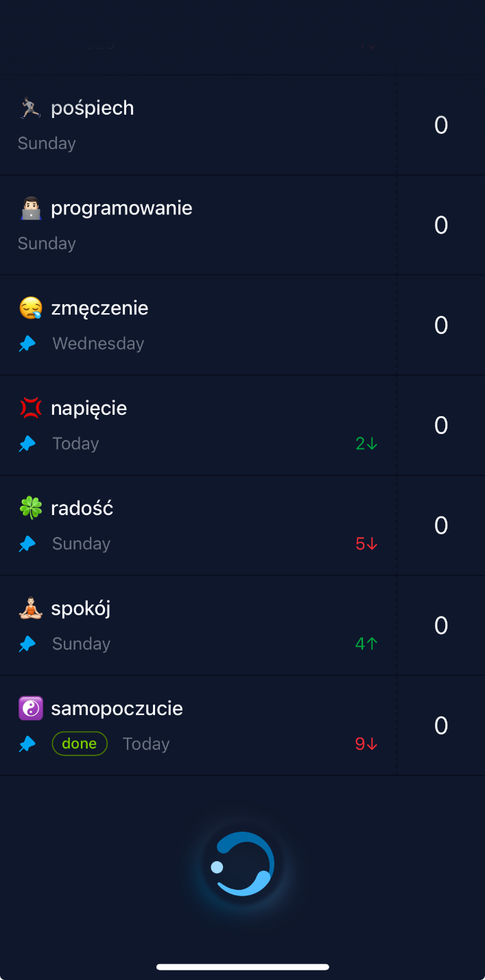Screenshot of Pelky's main app view